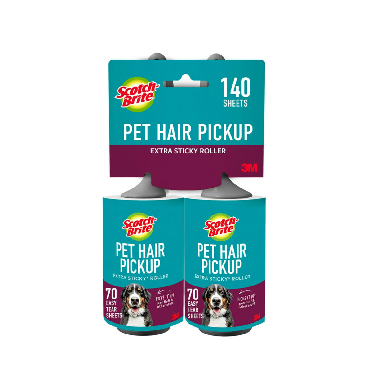 Scotch-Brite Pet Hair Extra Sticky Lint Roller,140 Sheets Total, 2 Pack