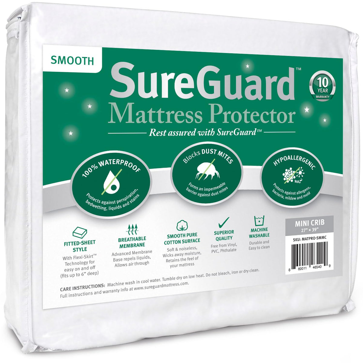 SureGuard Waterproof Mattress Protector, Queen Size Mattress Cover