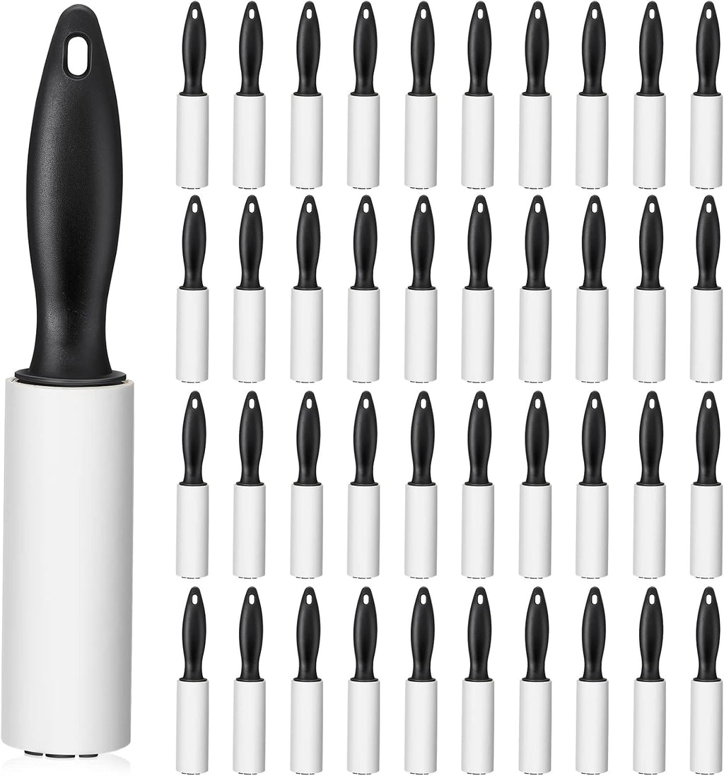 Zhehao 40 Pack Mini Lint Rollers 1200 Sheets Travel Size Lint Removers Portable Roller for Clothes Pet Hair Furniture Couch Carpet Car Seats(6 x 1.02 Inches,Black)