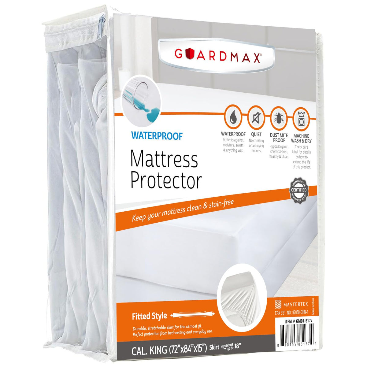Guardmax Jersey Knitted Twin XL Size Mattress Protector - Waterproof & Dust Mite Proof Mattress Cover with Stretchable Pockets - Soft, Comfortable, & Noiseless Waterproof Fitted Sheet.(39 x 80 x 13)