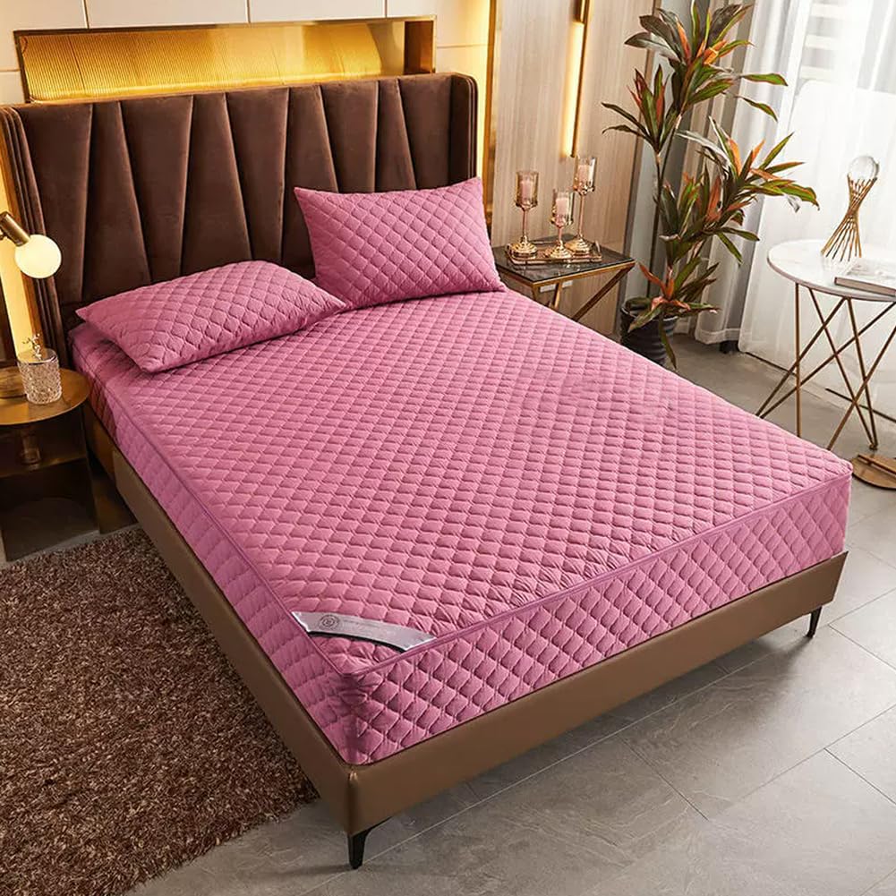 Grey/a,150x200+15cm, Customizable Full Zip Mattress Protector Cover Breathable&Anti Dust Mattress Encasement Cover Double/King Comfortable Fitted Sheet Mattress Cover Washable