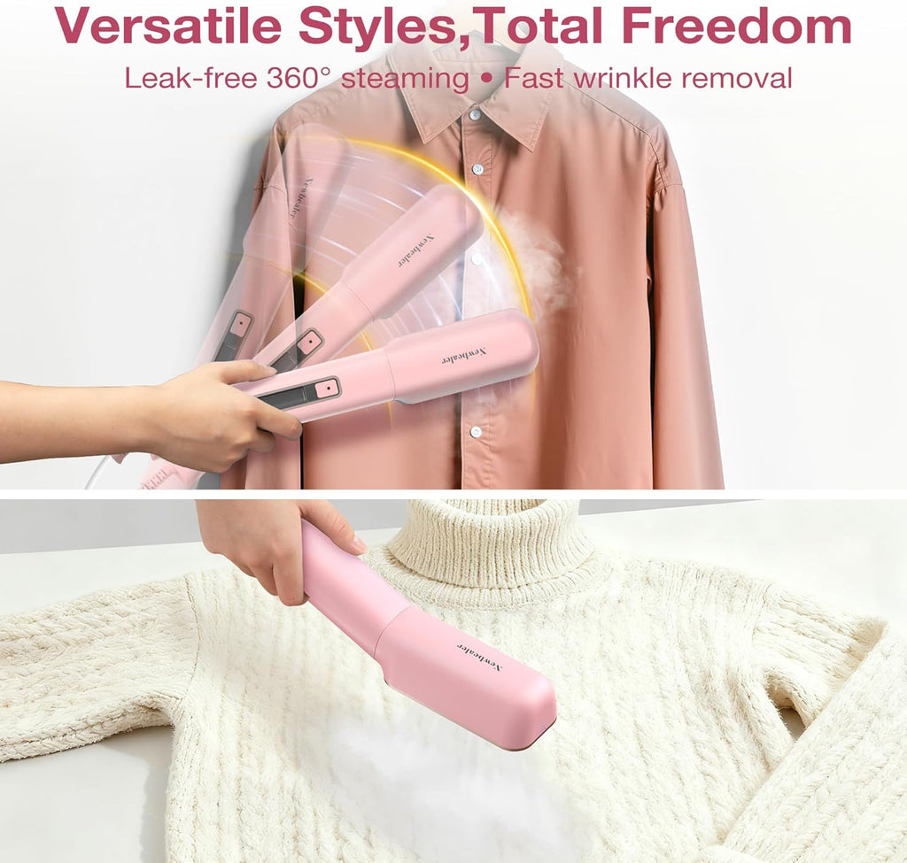 Newbealer 100-240V Clothes Steamer, 2in1 Travel Iron, 2 Steam Levels, 90ml