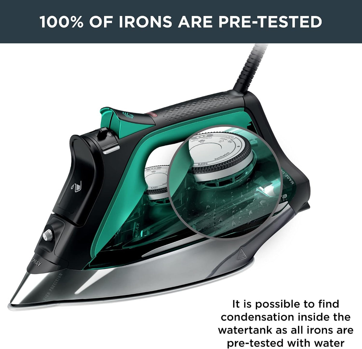 Rowenta Pro Master Stainless Steel Soleplate Steam Iron for Clothes, Anti-Drip Protection, 210 g/min, 400 Microsteam Holes, 1775 Watts Iron Steamer for Clothes, Powerful Steam DW8360