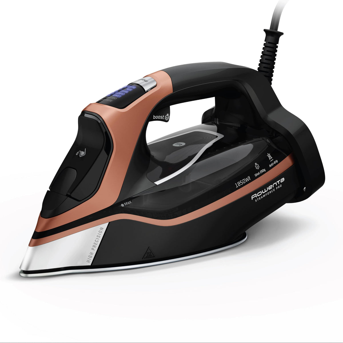 Rowenta Steam Force Stainless Steel Soleplate Steam Iron for Clothes, Anti-Drip Protection, 400 Microsteam Holes, 1800 Watts, Iron, Fabric Steamer, Garment Steamer for Clothes, Precision Tip, DW9440