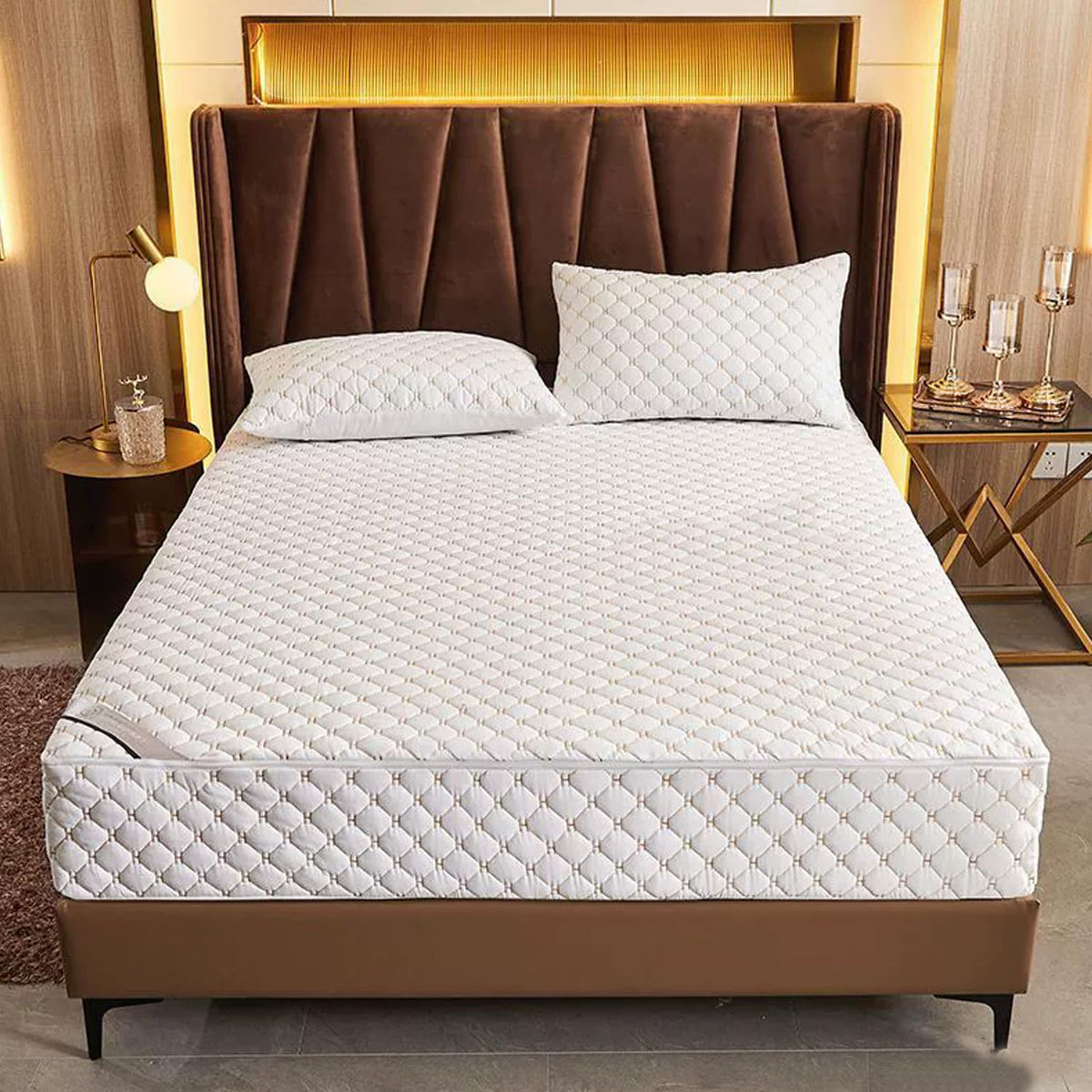 Grey/a,150x200+15cm, Customizable Full Zip Mattress Protector Cover Breathable&Anti Dust Mattress Encasement Cover Double/King Comfortable Fitted Sheet Mattress Cover Washable