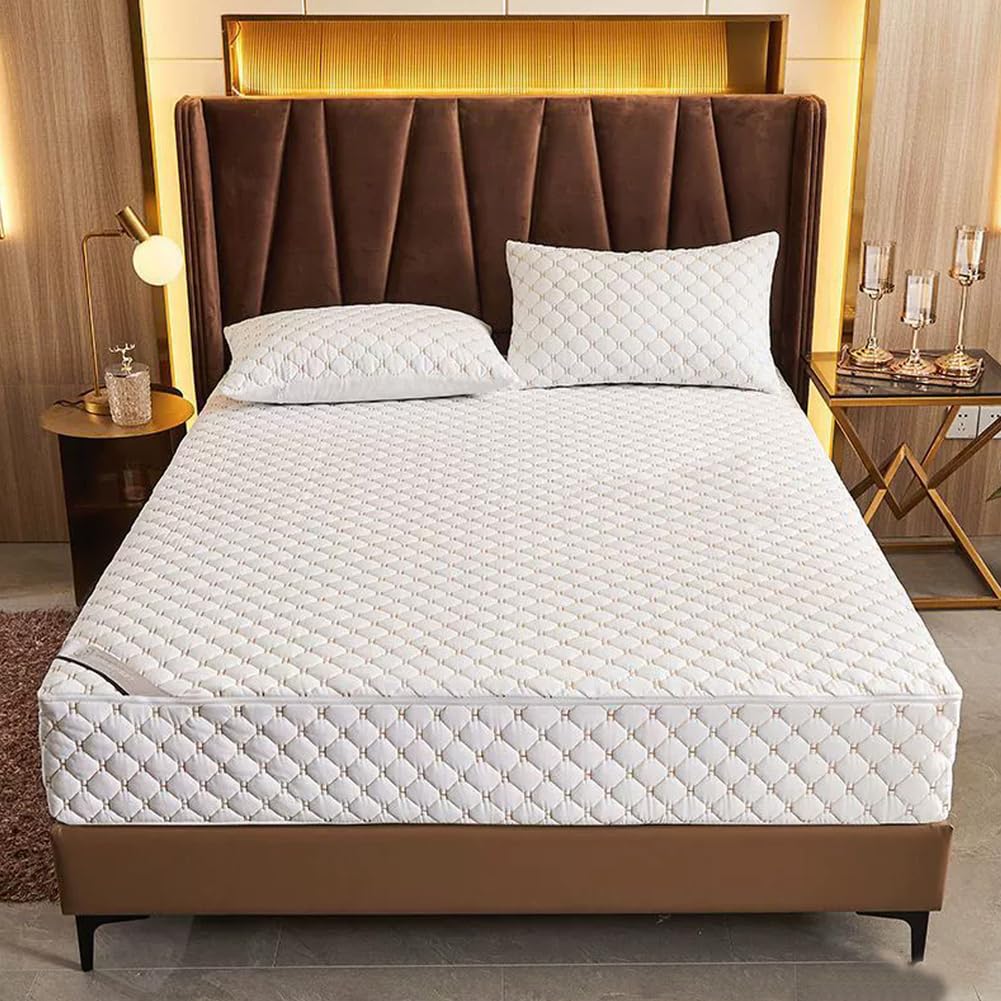 Grey/a,150x200+15cm, Customizable Full Zip Mattress Protector Cover Breathable&Anti Dust Mattress Encasement Cover Double/King Comfortable Fitted Sheet Mattress Cover Washable