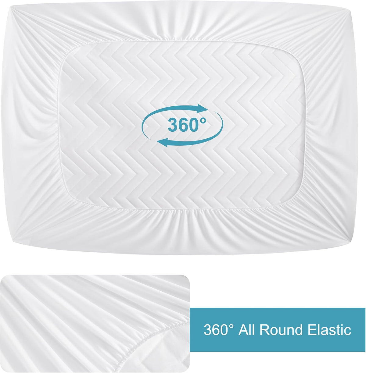 Quilted Waterproof Mattress Protector - Queen Size 15" Deep Pocket Fitted Sheet, Ultra-Soft Breathable and Machine Washable Mattress Pad Cover - White