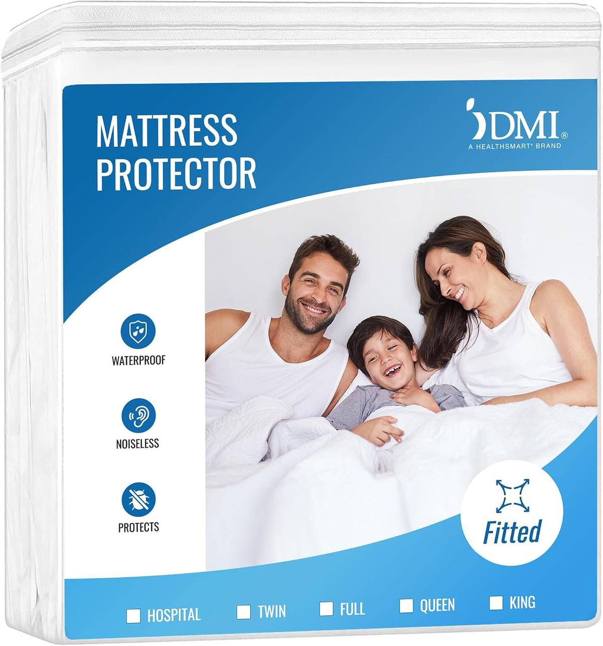 DMI Waterproof Mattress Protector, Mattress Pad/Cover, Bed Pad and Cover, Contoured Fitted Sheet, Queen (Packaging May Vary)