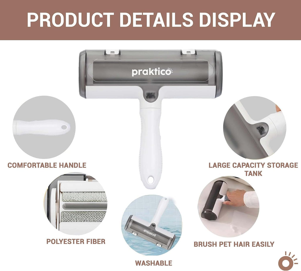Pet Hair Lint Remover Brush, Reusable Lint Roller for Pet Hair,Self Clean Dog Cat Fur Removal Brush, from Carpet, Furniture, Rugs, Laundry, Bedding, Sofa-White