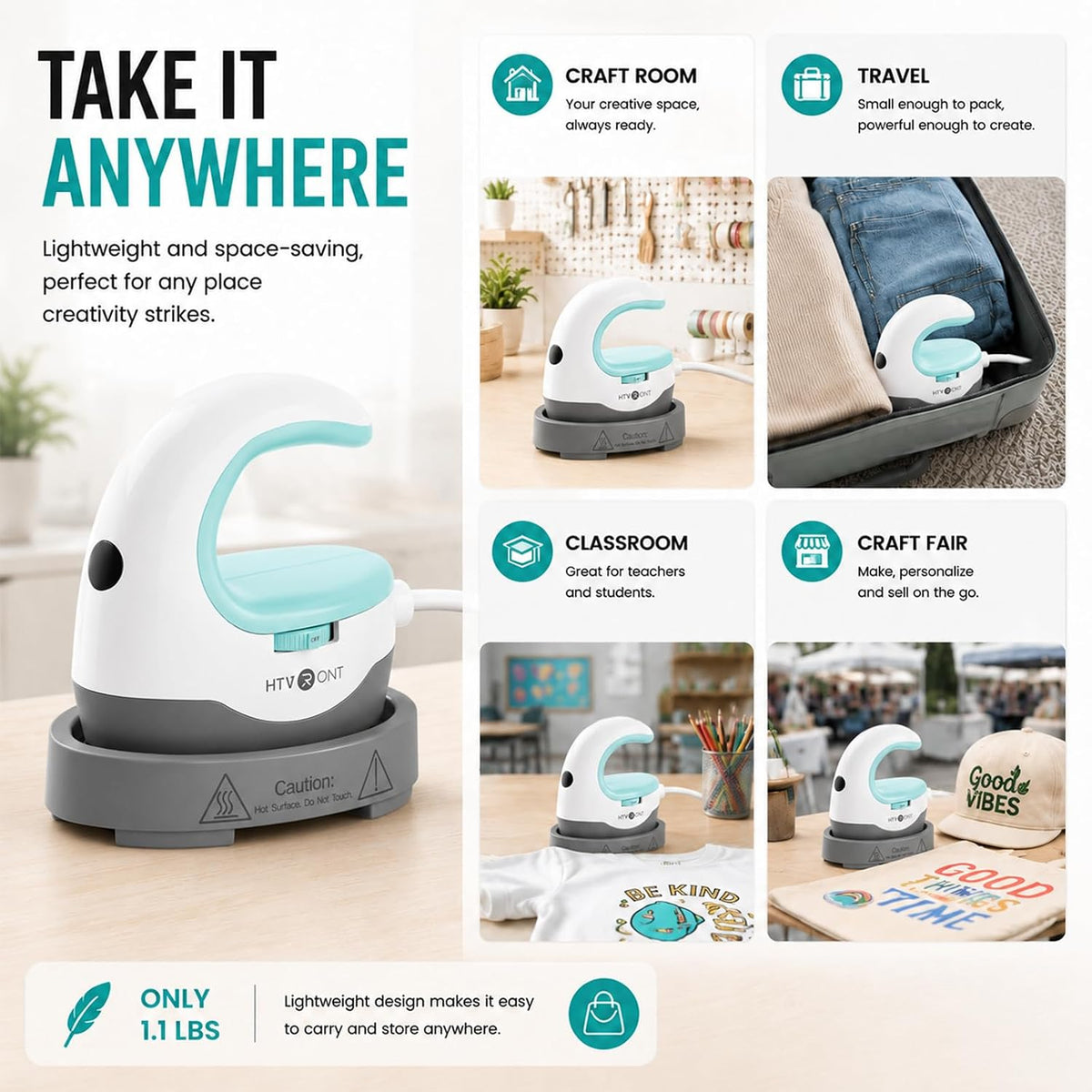 HTVRONT Heat Press Mini Heat Press Machine, Mini Iron for Crafts