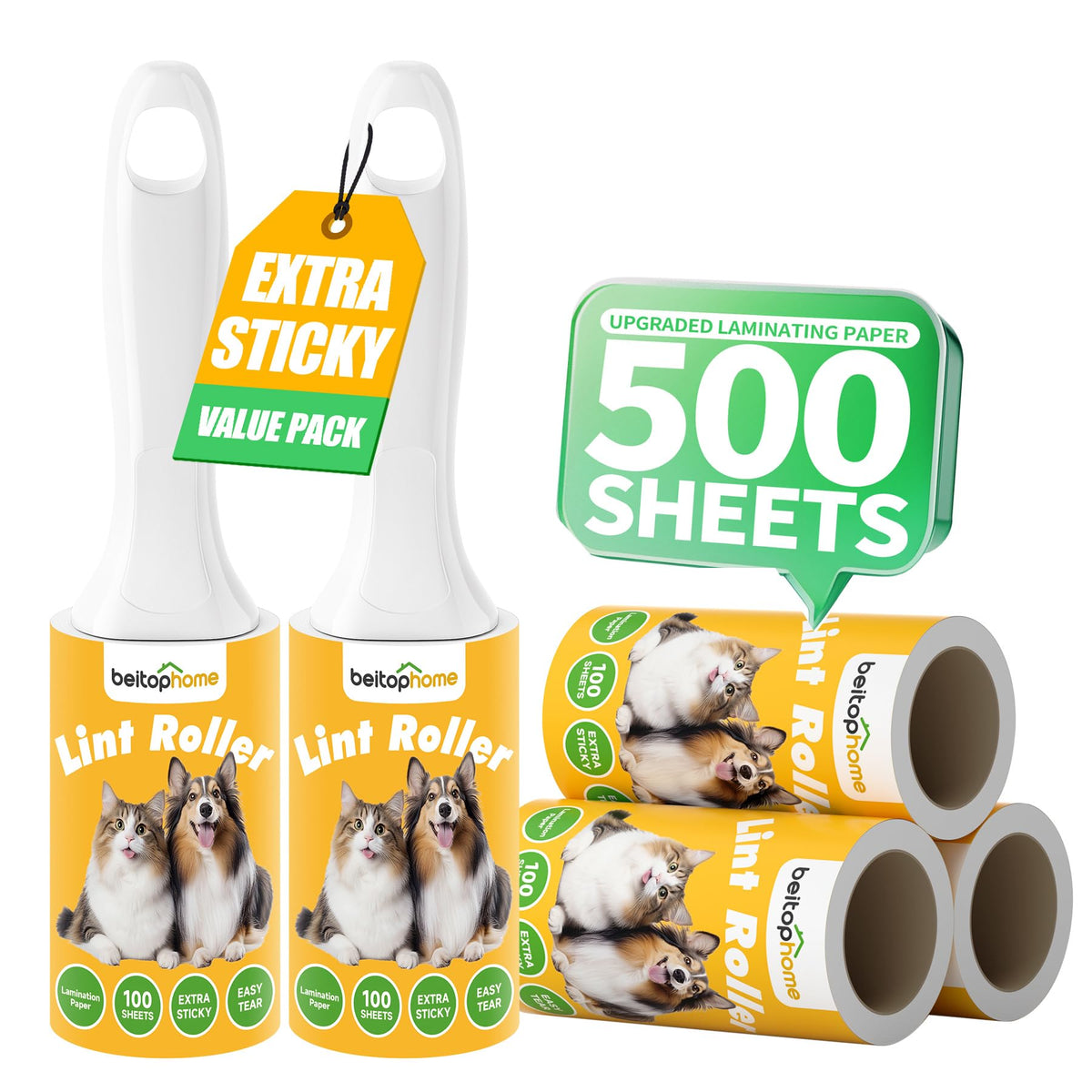 600 Sheets Extra Sticky Lint Roller for Pet Hair