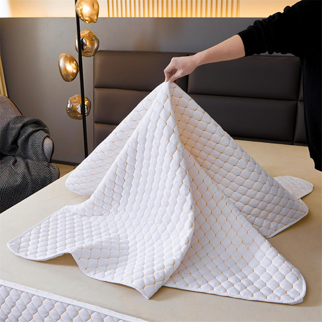Mattress protector Double Mattress Cover Zipped Quilted Mattress Protector Single/Small Double/King Bed Mattress Topper Cover Fully Total Encasement Cover Anti-dust Washable Fitted Sheet(White a,160x2