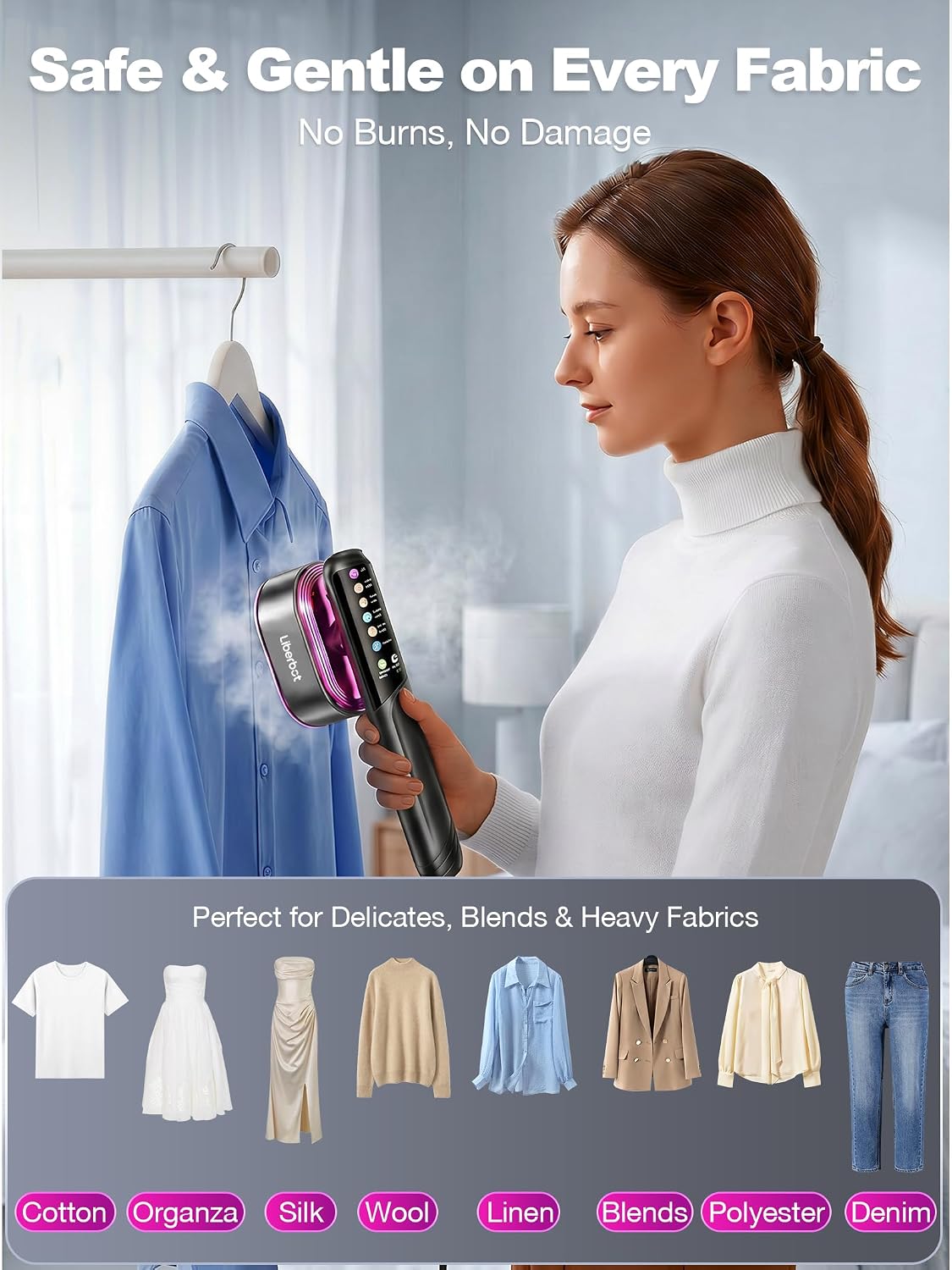 Travel Steamer for Clothes, 2-in-1 Steam Iron & Garment Steamer