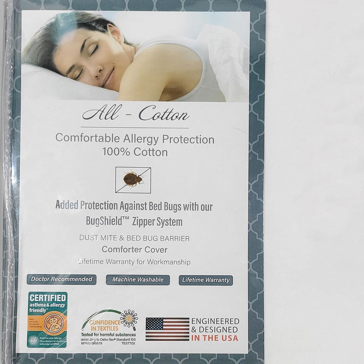 National Allergy 100% Cotton Duvet Cover Queen Size, 86x86 inches, White