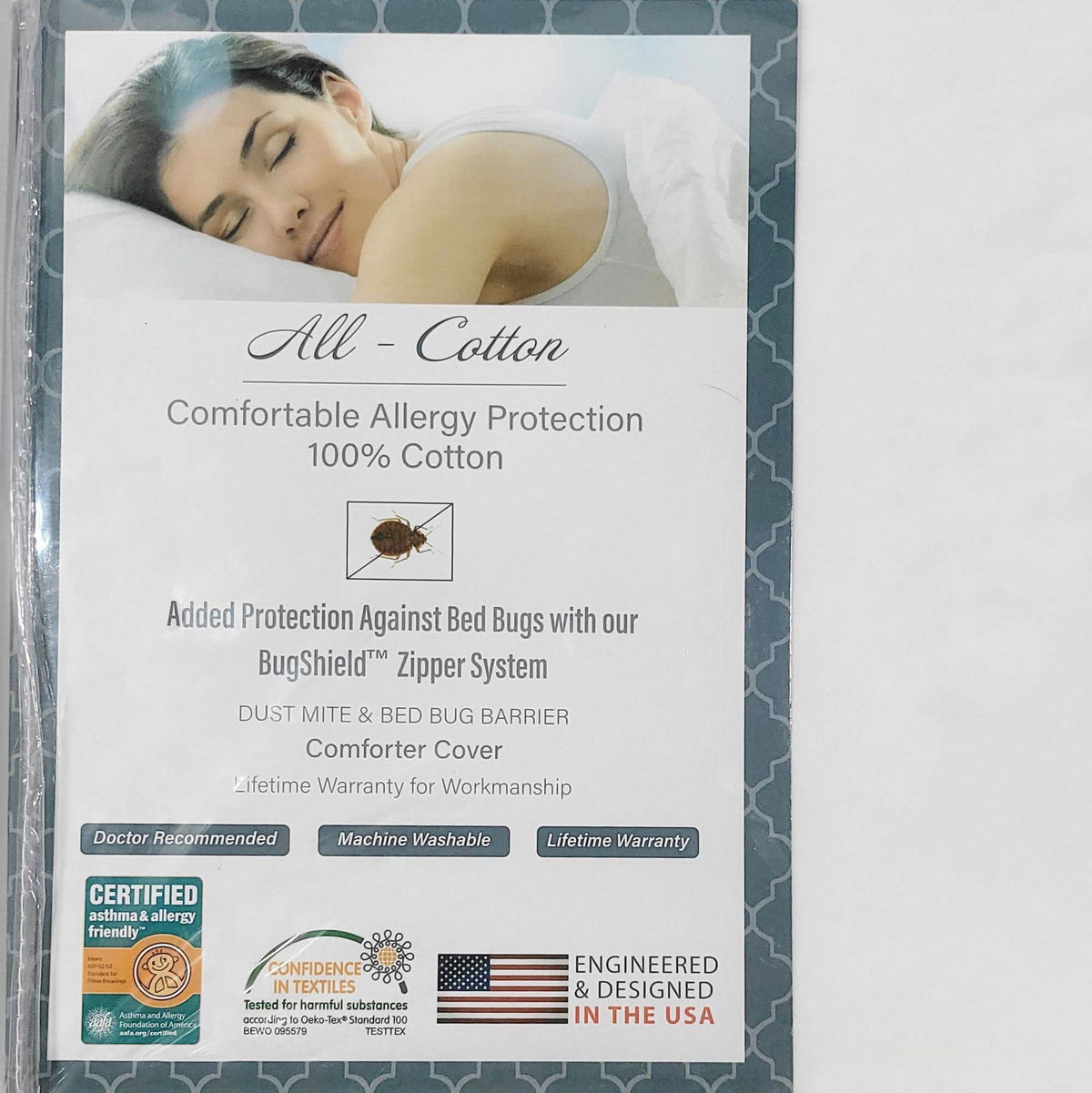 National Allergy 100% Cotton Duvet Cover Queen Size, 86x86 inches, White