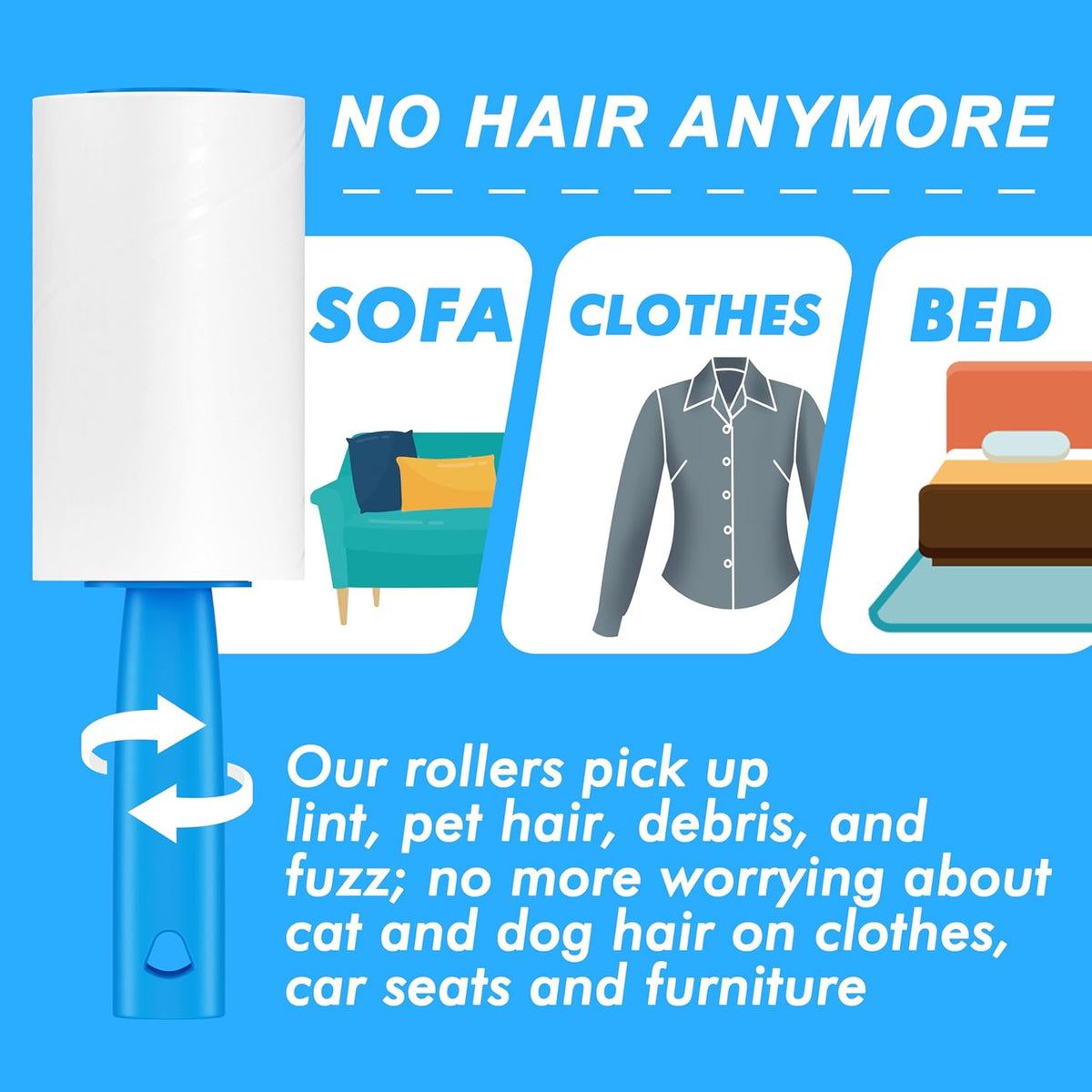400 Sheets Lint Rollers for Pet Hair Extra Sticky, 2 Handles, 4 Rollers