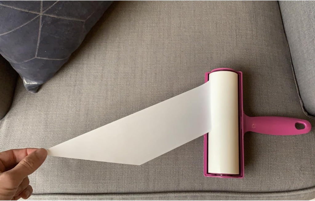 Large Lint Roller 6.3" with Extra Refill -120 Sticky Sheets, Protective Cover Design, Big Lint Roller for Pet Hair, Furniture, Bed, Couch, Floor & More