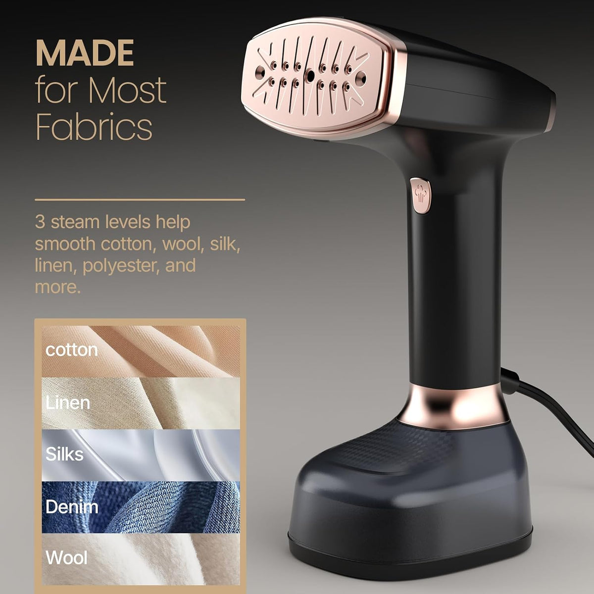 Steamer for Clothes, 4 Modes with LCD Display, 370ml Large Tank 30s Heat-Up