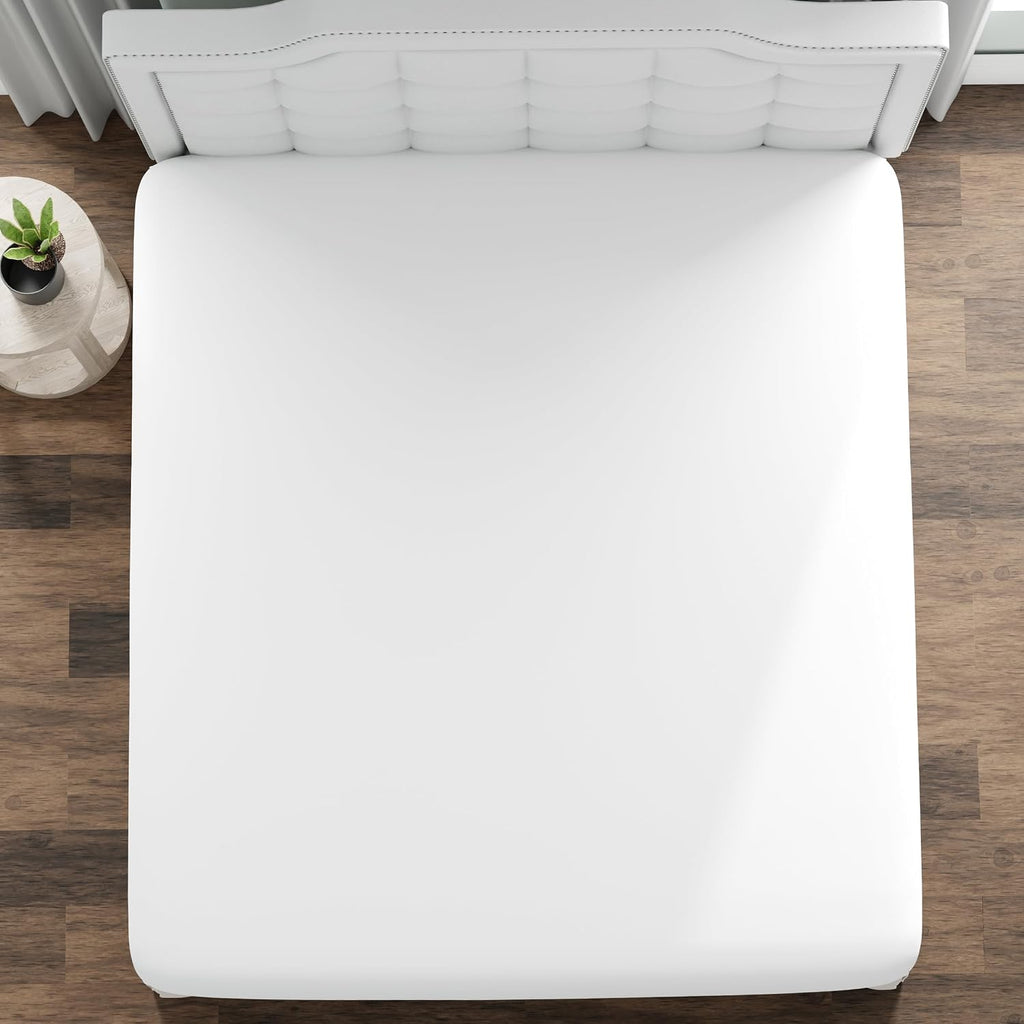 Fresh Ideas Fitted Vinyl Mattress Protector, Waterproof, Hypoallergenic, 14" Pockets, Queen