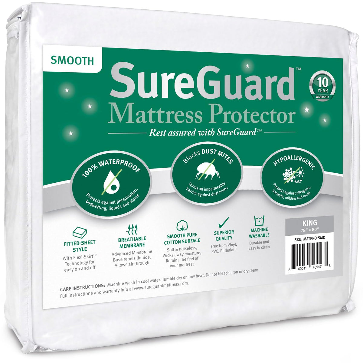 SureGuard Waterproof Mattress Protector, Queen Size Mattress Cover