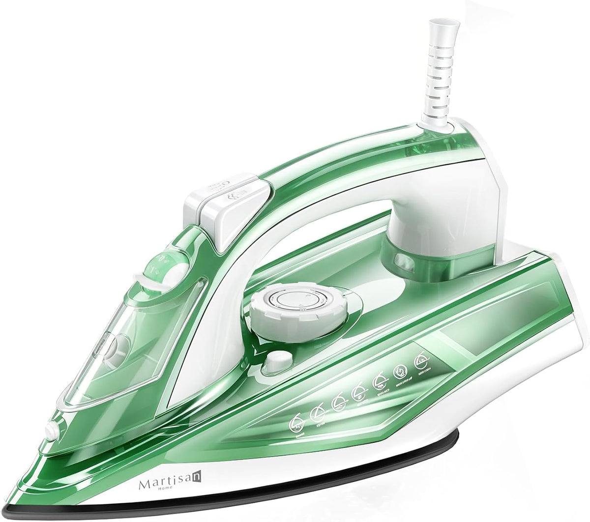 Martisan Steam Iron Lite, 1700W, 15s Fast Heat-up, Extra Soleplate for Heat Reserve, Precise Adjustable Temp, Non-stick Ceramic Panel, Anto-off, Anti-drip, Anti-calc, Home Laundry