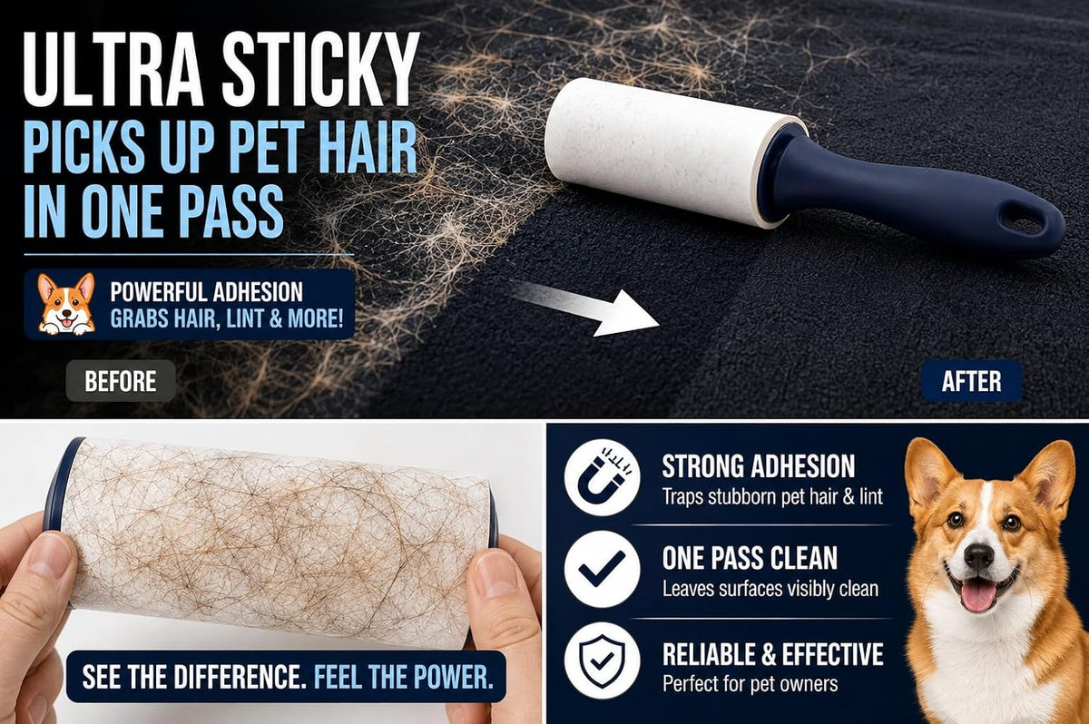 Extra Sticky Lint Roller for Pet Hair, 6 Pack 600 Sheets