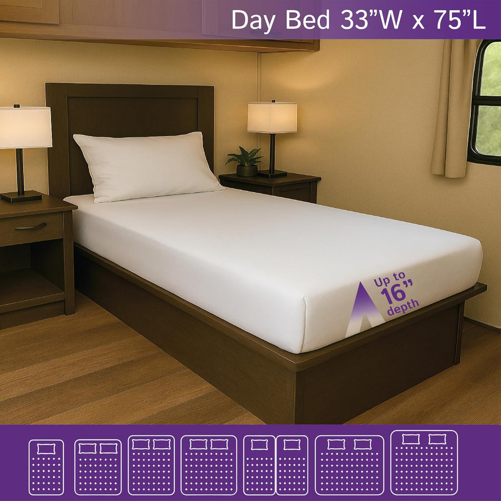 Day Bed (33"x75") Waterproof Mattress Protector - Fitted Sheet Style - Hypoallergenic Premium Quality Cover Protects Against Dust