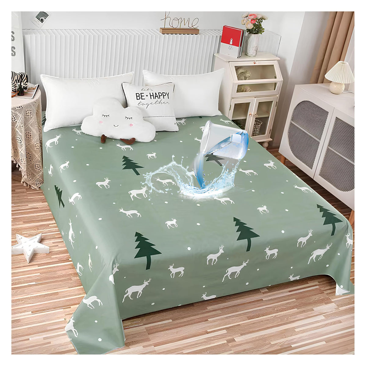 SIELUNO Waterproof Bed Sheet Flat Sheets Lightweight, Mattress Protector Sheet Bed Cover, Furniture Protector Covers for Queen Size Bed-H-230x300cm(90x118in)