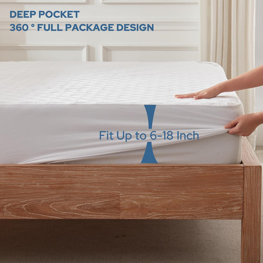 BEDLORE Waterproof Queen Size Mattress Protector, Deep Pocket Fit, Washable