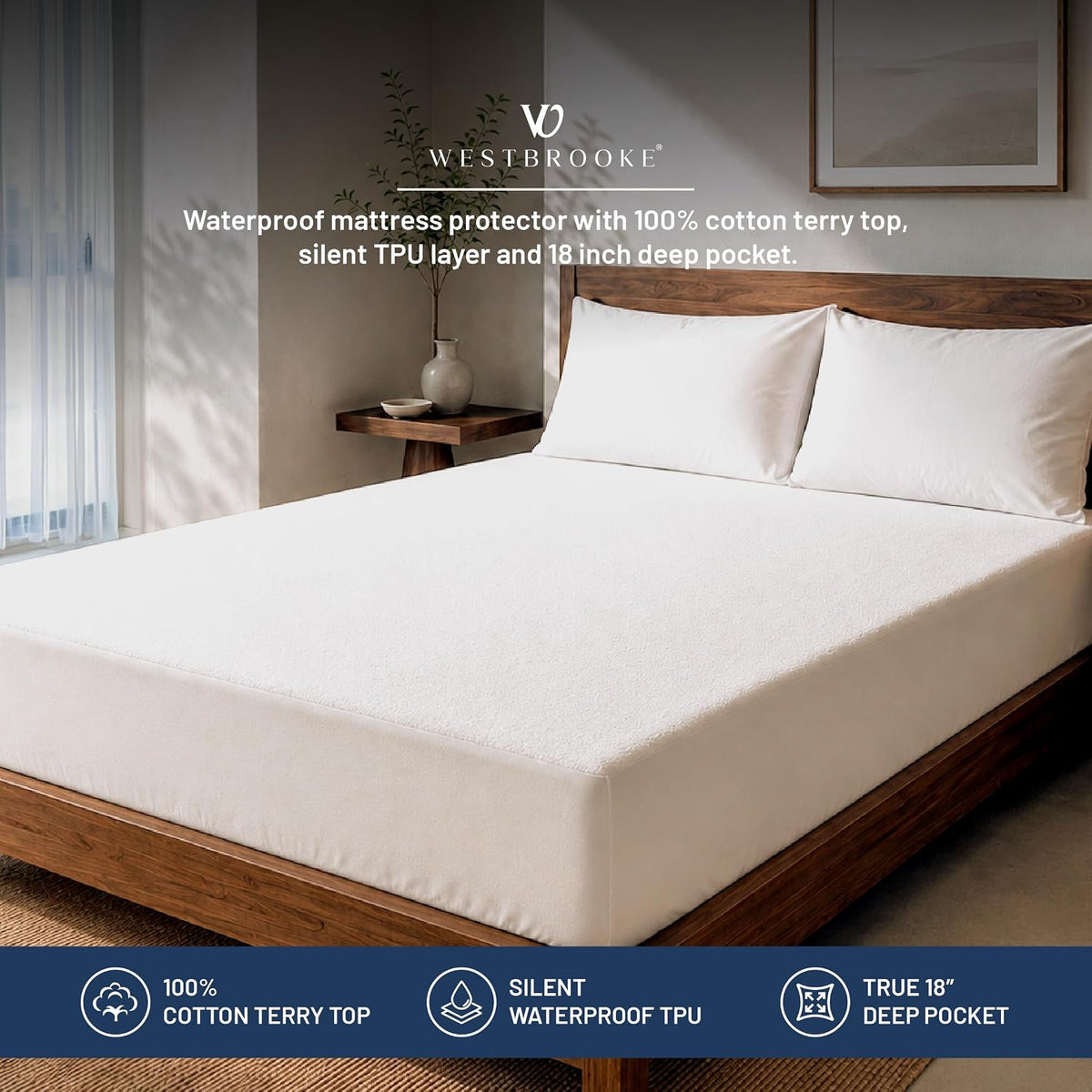 Waterproof Mattress Protector, Queen 80"x60" Size Fitted Mattress Cover