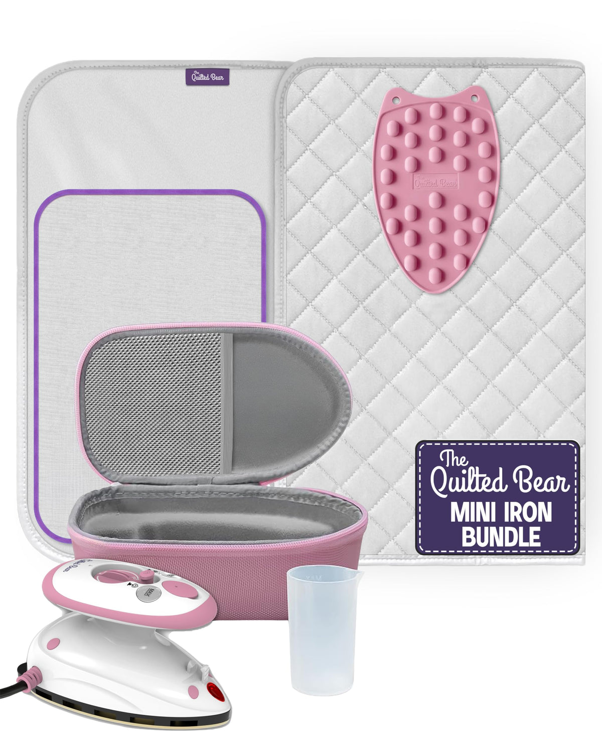 The Quilted Bear Premium Mini Steam Iron for Quilting and Travel, Pink