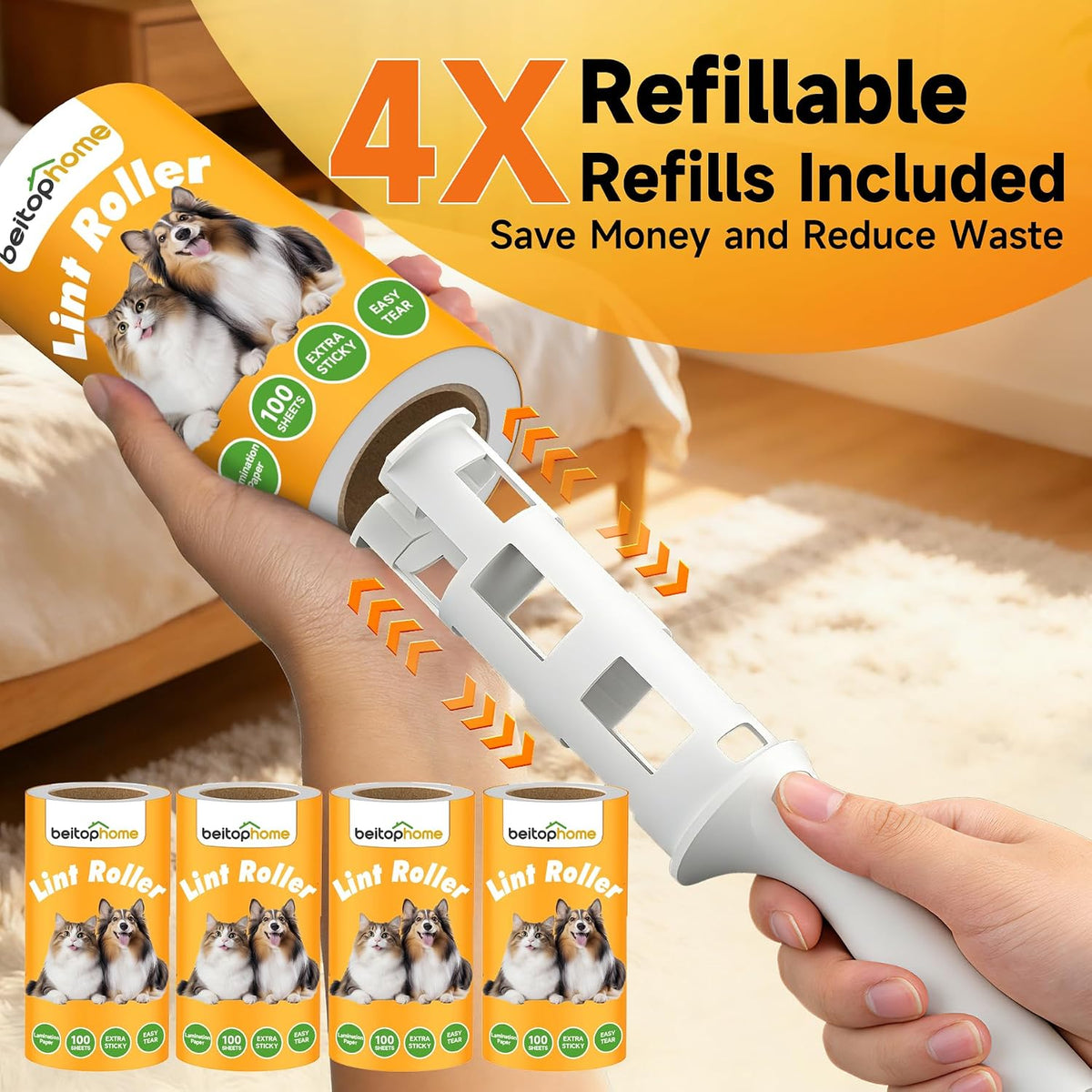 600 Sheets Extra Sticky Lint Roller for Pet Hair