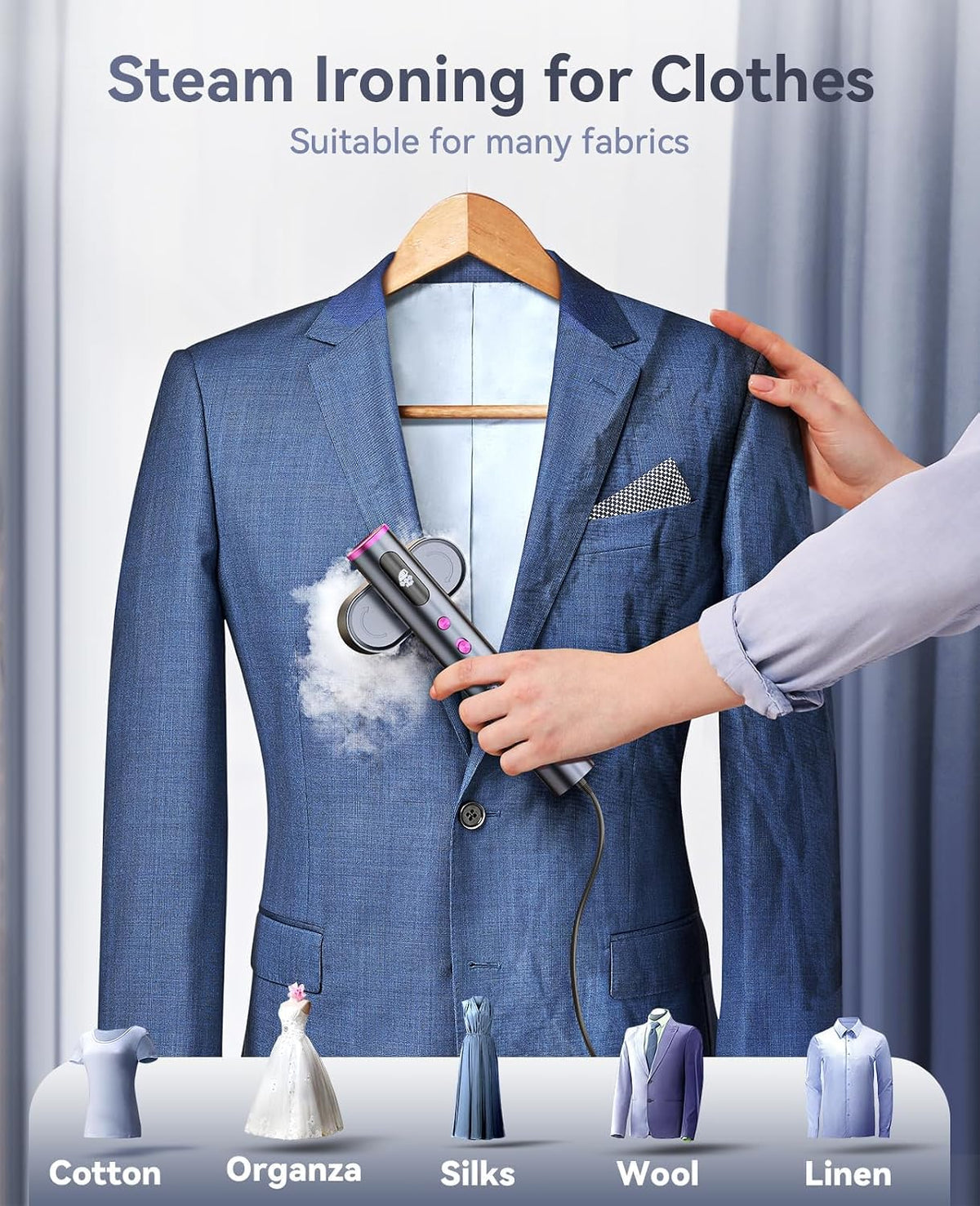 Jack ＆ Rose Travel Steamer for Clothes,100-220V Portable Iron,15s Heat Up,Steamer ＆ Iron 2 In 1, Travel Size,Large Ceramic Heat Panel,for Global and Europe