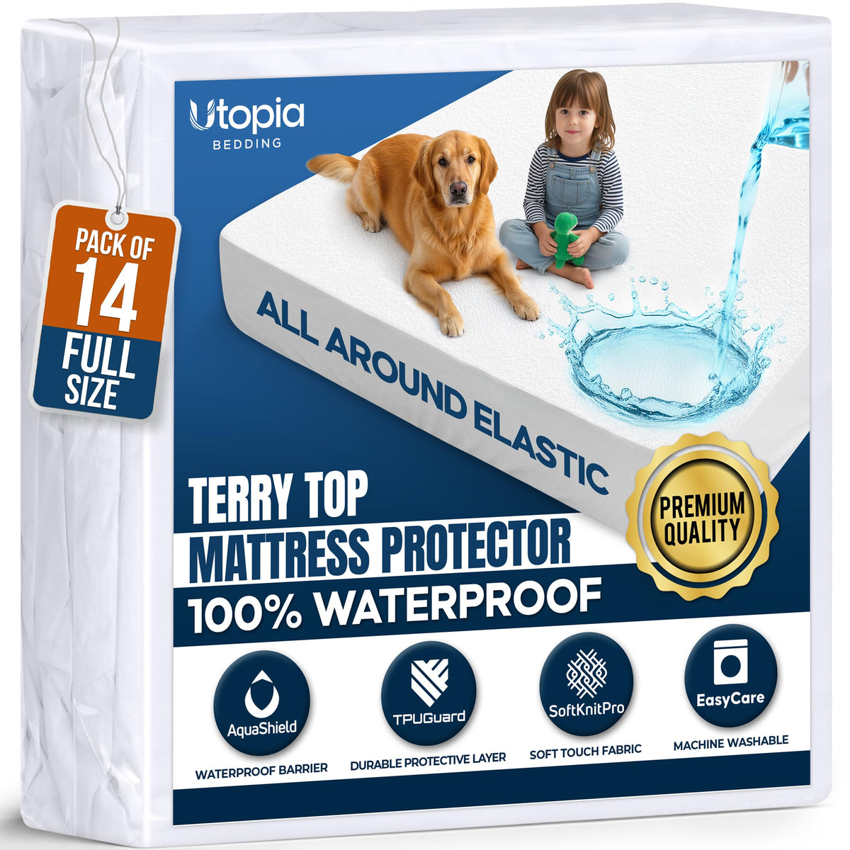 Waterproof Queen Size Mattress Protector fits Upto 17" Deep Pocket