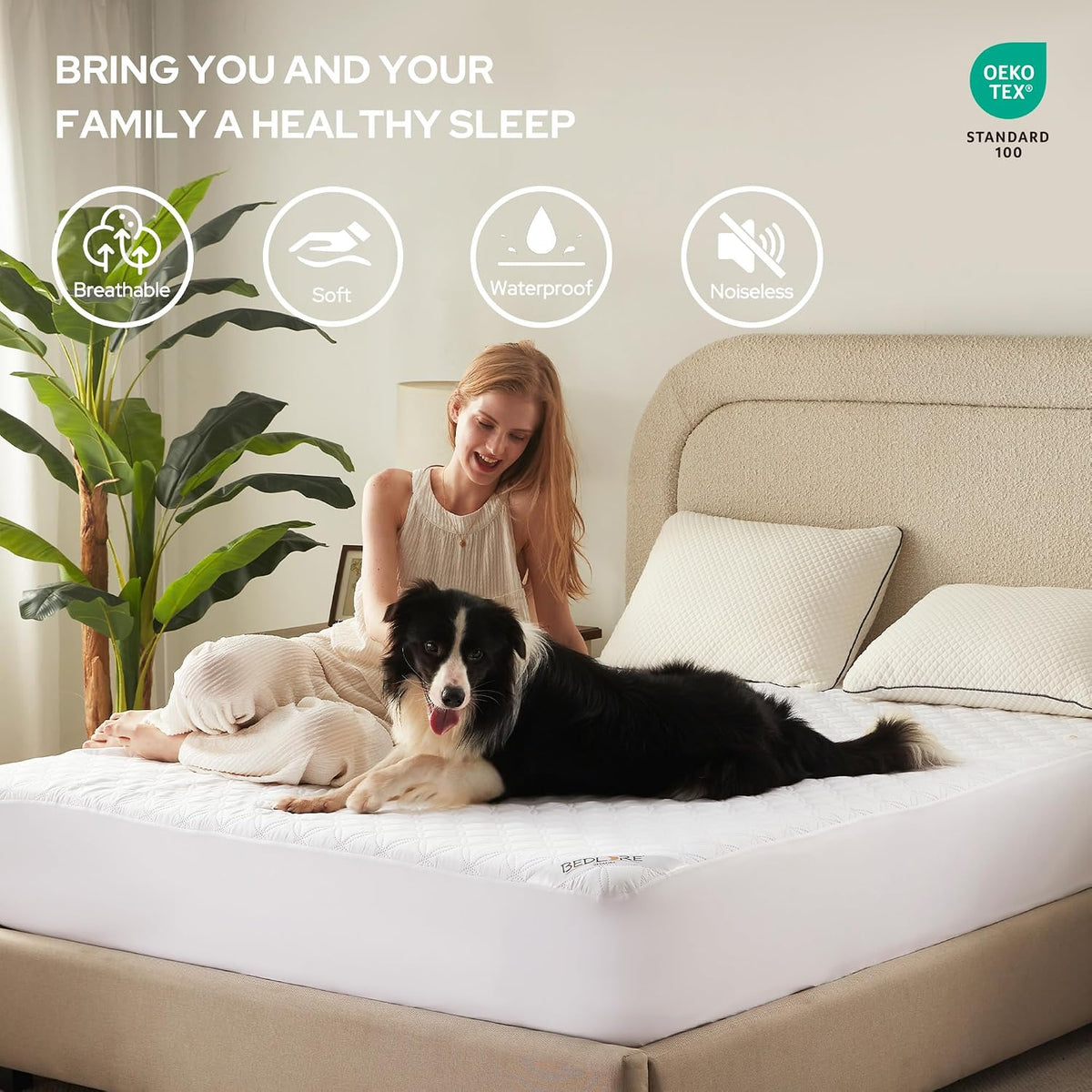 BEDLORE Waterproof Queen Size Mattress Protector, Deep Pocket Fit, Washable