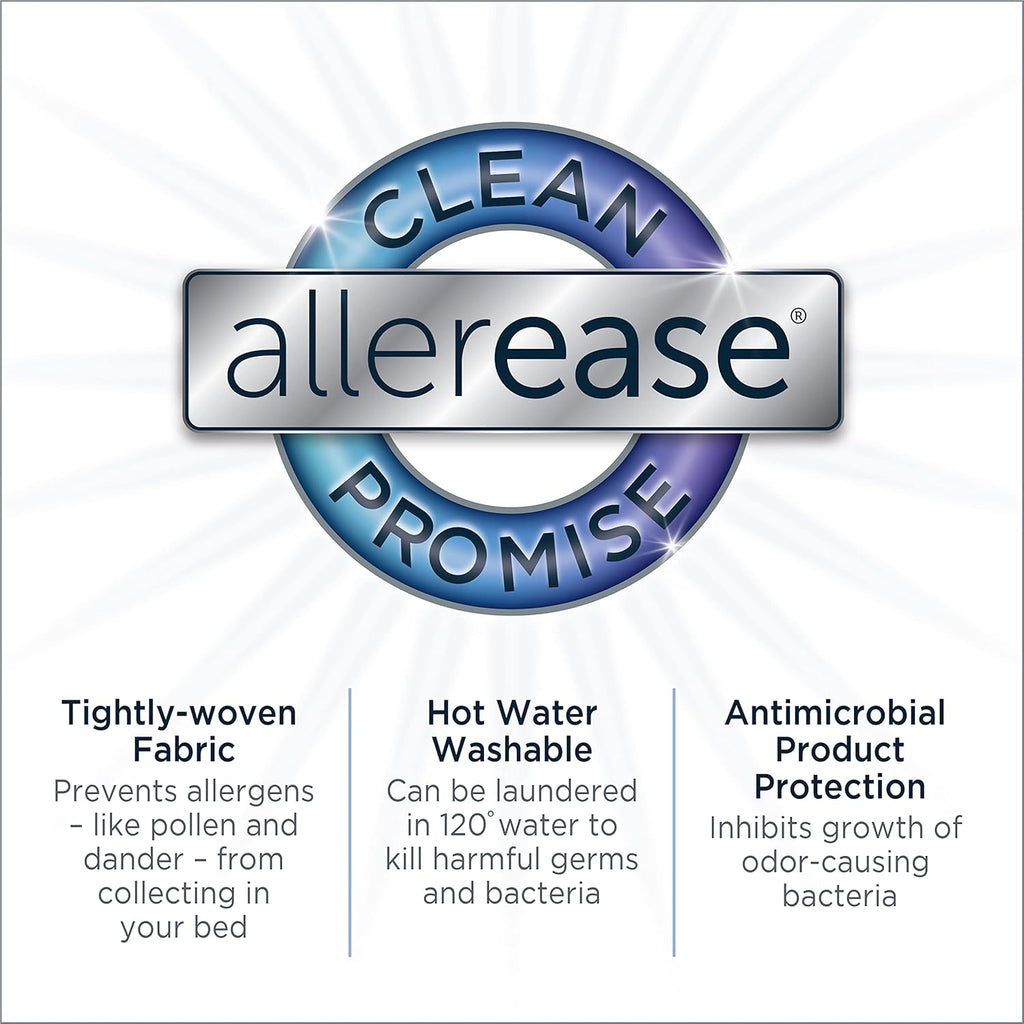 AllerEase Waterproof Mattress Protector Stain Protection Queen Size Allergen Barrier Hot Water Washable Machine Washable Durable Zippered Knit Mattress Cover Stretch Corners (White)