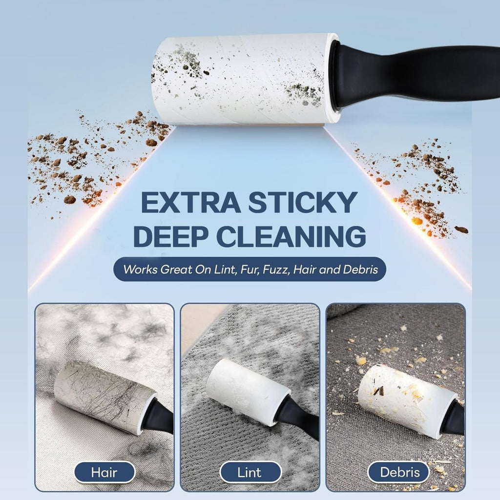 Lint Rollers for Pet Hair Extra Sticky, Lint Remover for Clothes, Clean The Hair on Sheeets Couch Furniture and Carpet,Dog lint Roller, 600 Sheets 2 Handles with 6 Rollers