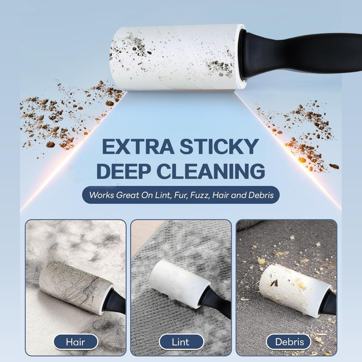 Lint Rollers for Pet Hair Extra Sticky, Lint Remover for Clothes, Clean The Hair on Sheeets Couch Furniture and Carpet,Dog lint Roller, 600 Sheets 2 Handles with 6 Rollers