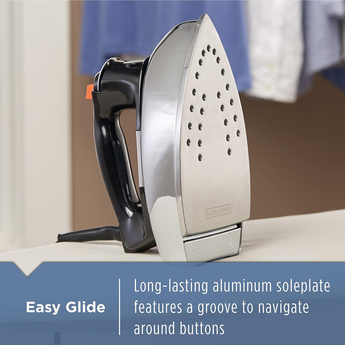 BLACK+DECKER Classic Steam Iron with Aluminum Soleplate