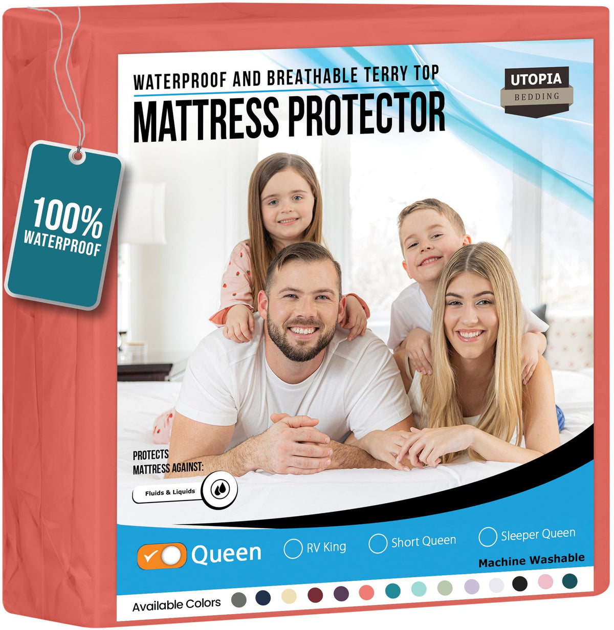 Waterproof Queen Size Mattress Protector fits Upto 17" Deep Pocket