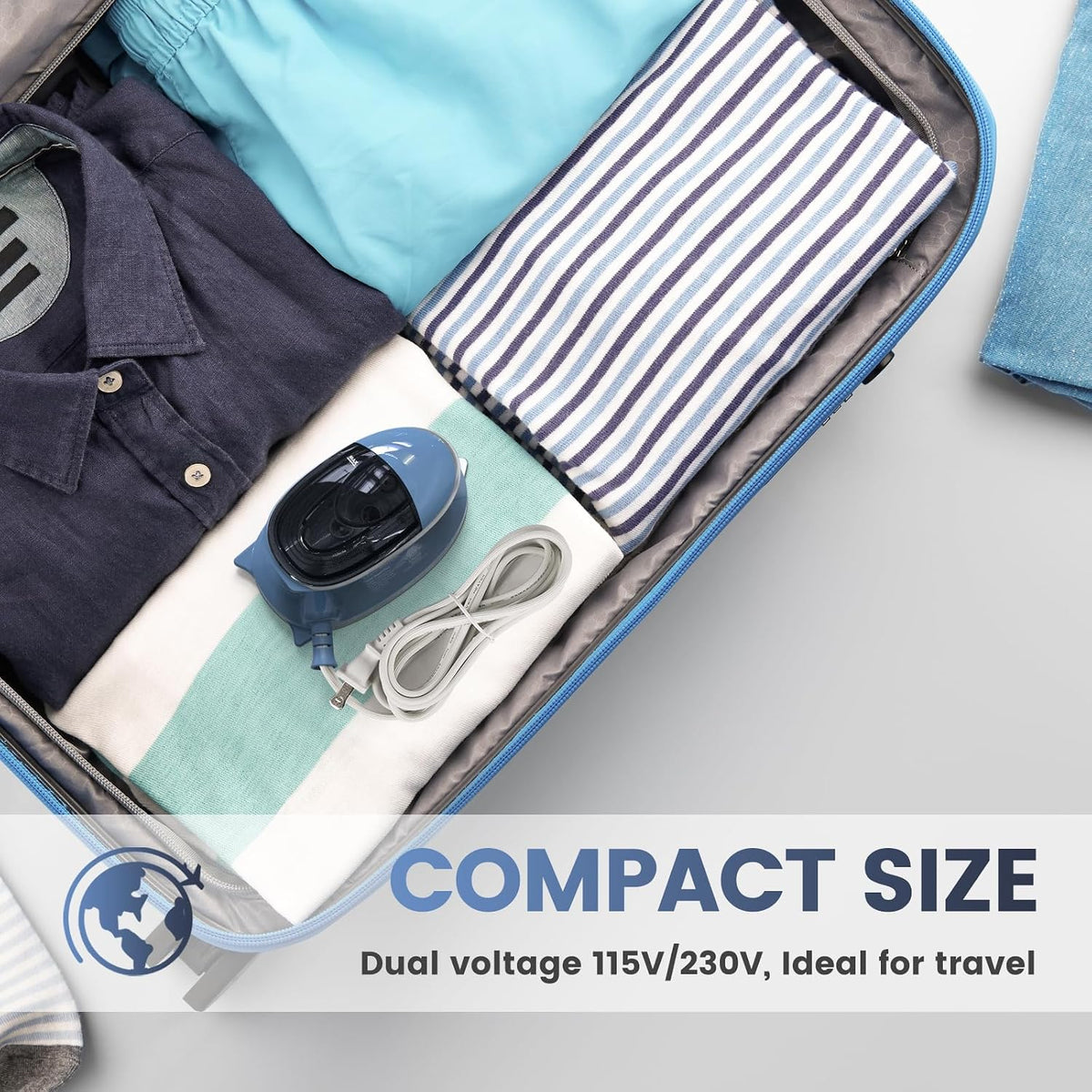 BEAUTURAL Mini Travel Steam Iron for Clothes with Dual Voltage