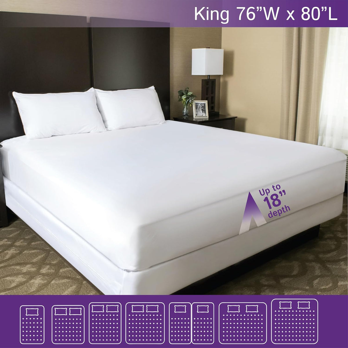 King Size Waterproof Mattress Protector - Fitted Sheet Style - Hypoallergenic Premium Quality Cover Protects Against Dust, Allergens