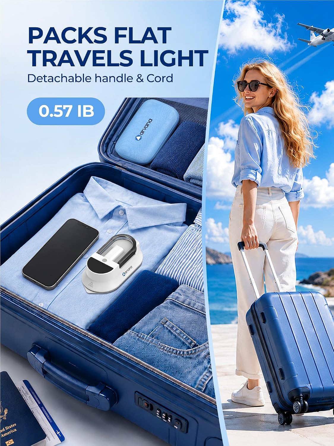 Mini Travel Iron for Clothes - Dual Voltage Portable Dry Iron for Travel
