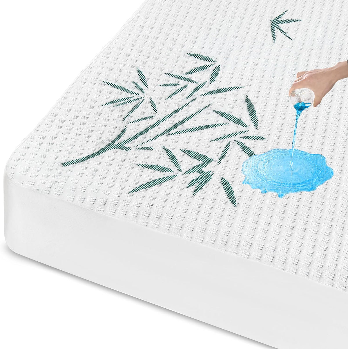 Queen Size Waterproof Mattress Protector, Breathable and Cooling Queen Mattress Pad Cover, Fitted Sheets Style, 6-18 inches Deep Pockets