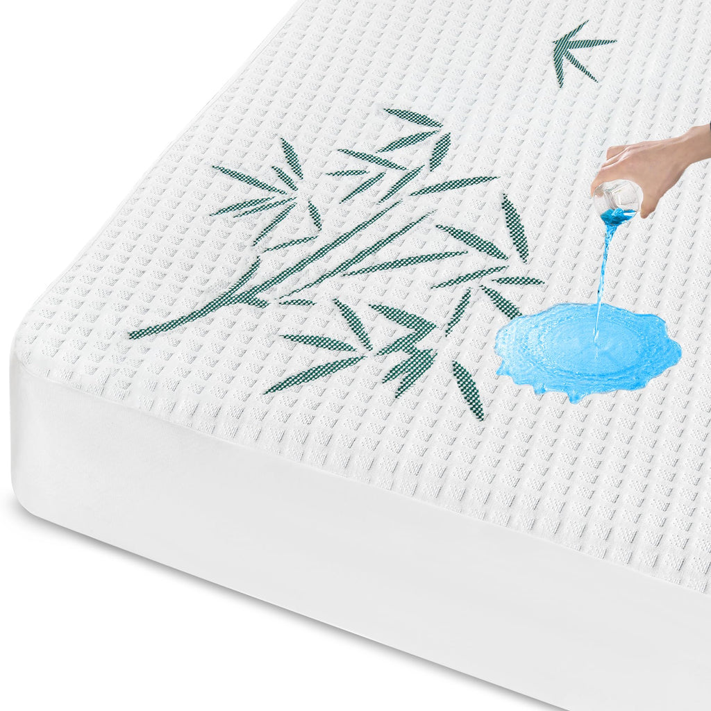 Queen Size Waterproof Mattress Protector, Breathable and Cooling Queen Mattress Pad Cover, Fitted Sheets Style, 6-18 inches Deep Pockets