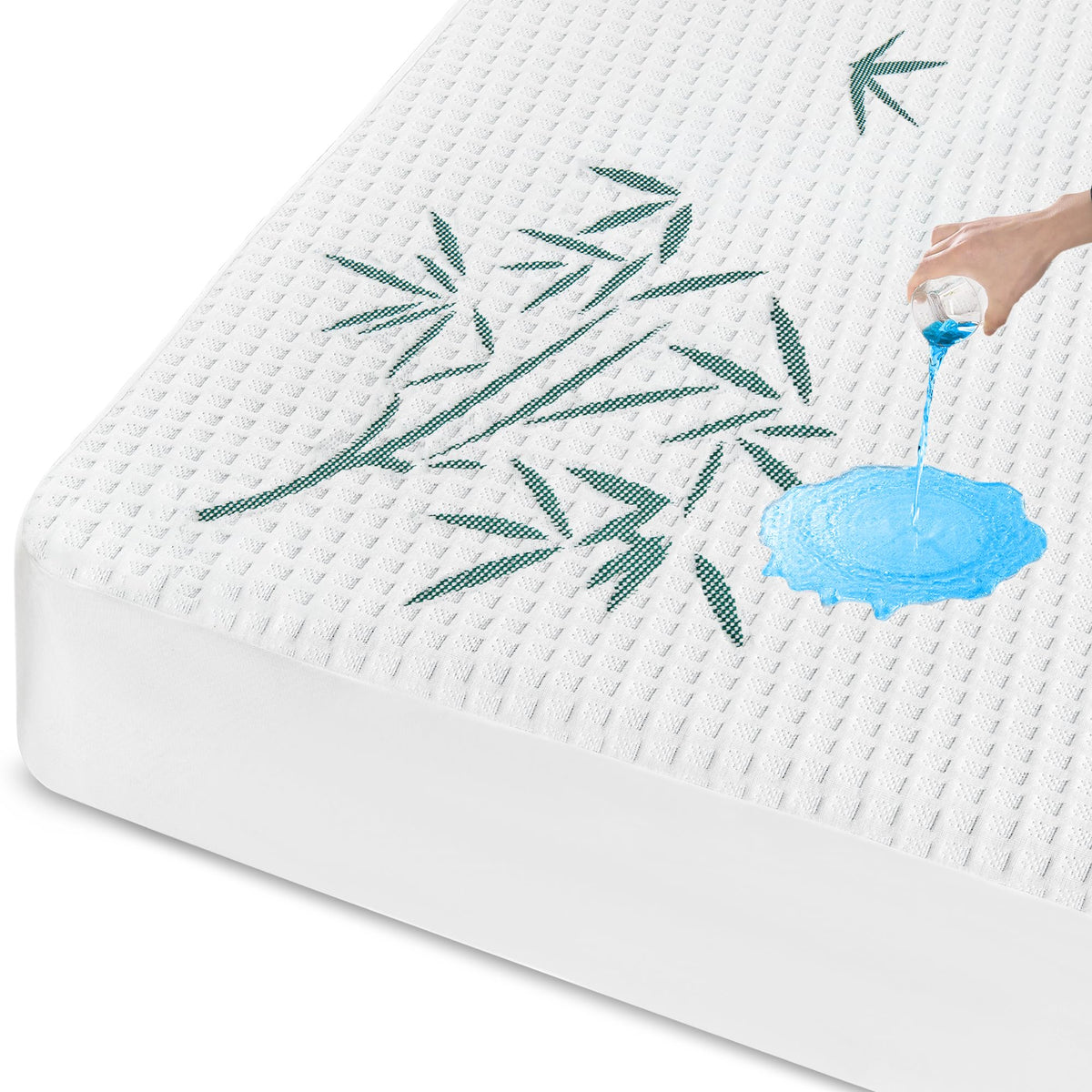 Queen Size Waterproof Mattress Protector, Breathable and Cooling Queen Mattress Pad Cover, Fitted Sheets Style, 6-18 inches Deep Pockets