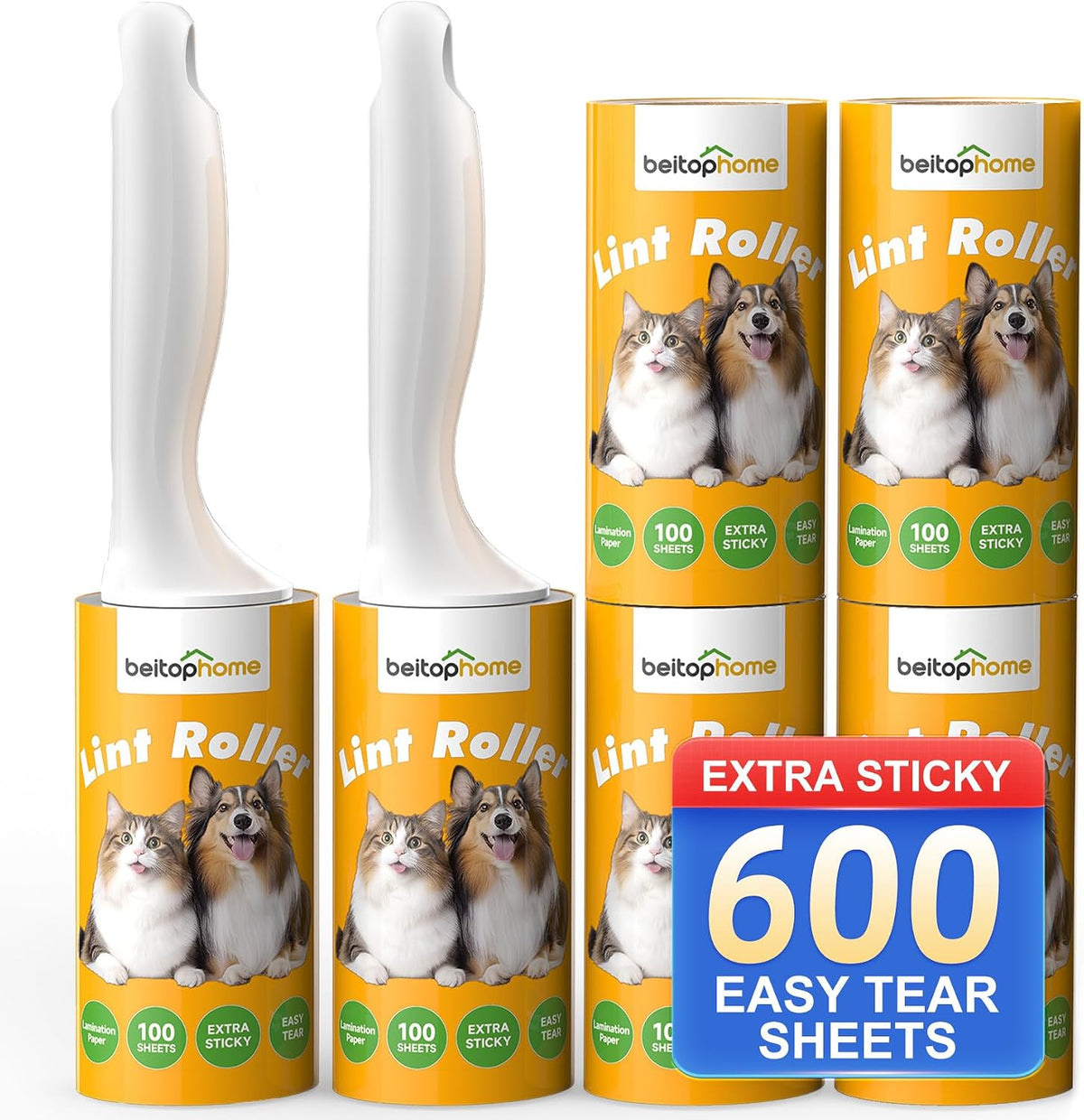 600 Sheets Extra Sticky Lint Roller for Pet Hair