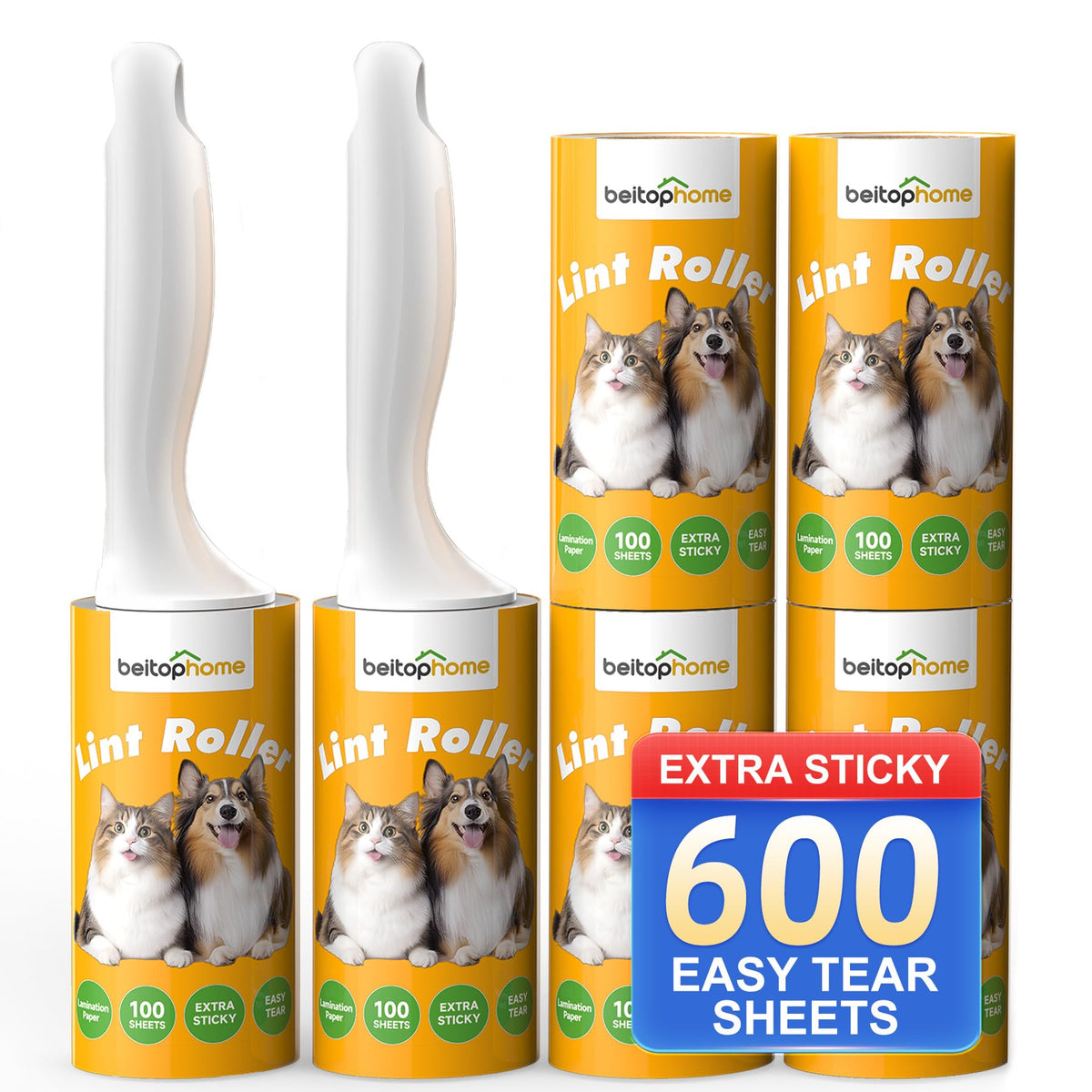 600 Sheets Extra Sticky Lint Roller for Pet Hair