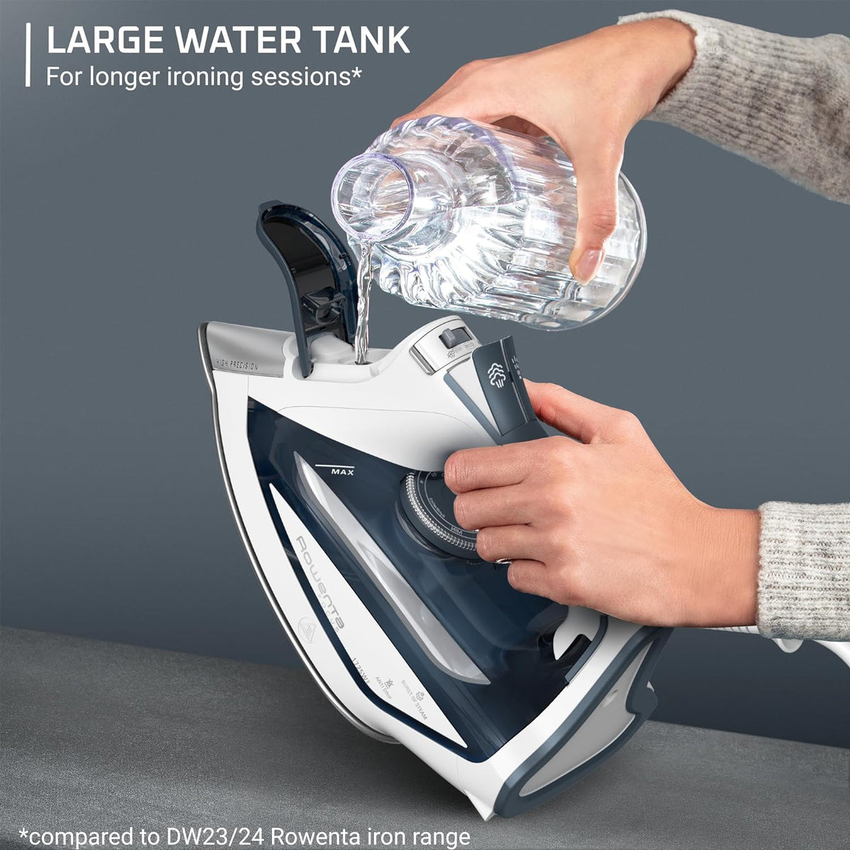 Rowenta Focus Excel Steam Iron for Clothes, Anti-Drip Protection, Iron Steamer for Clothes, 1725 Watts, DW5280, Grey