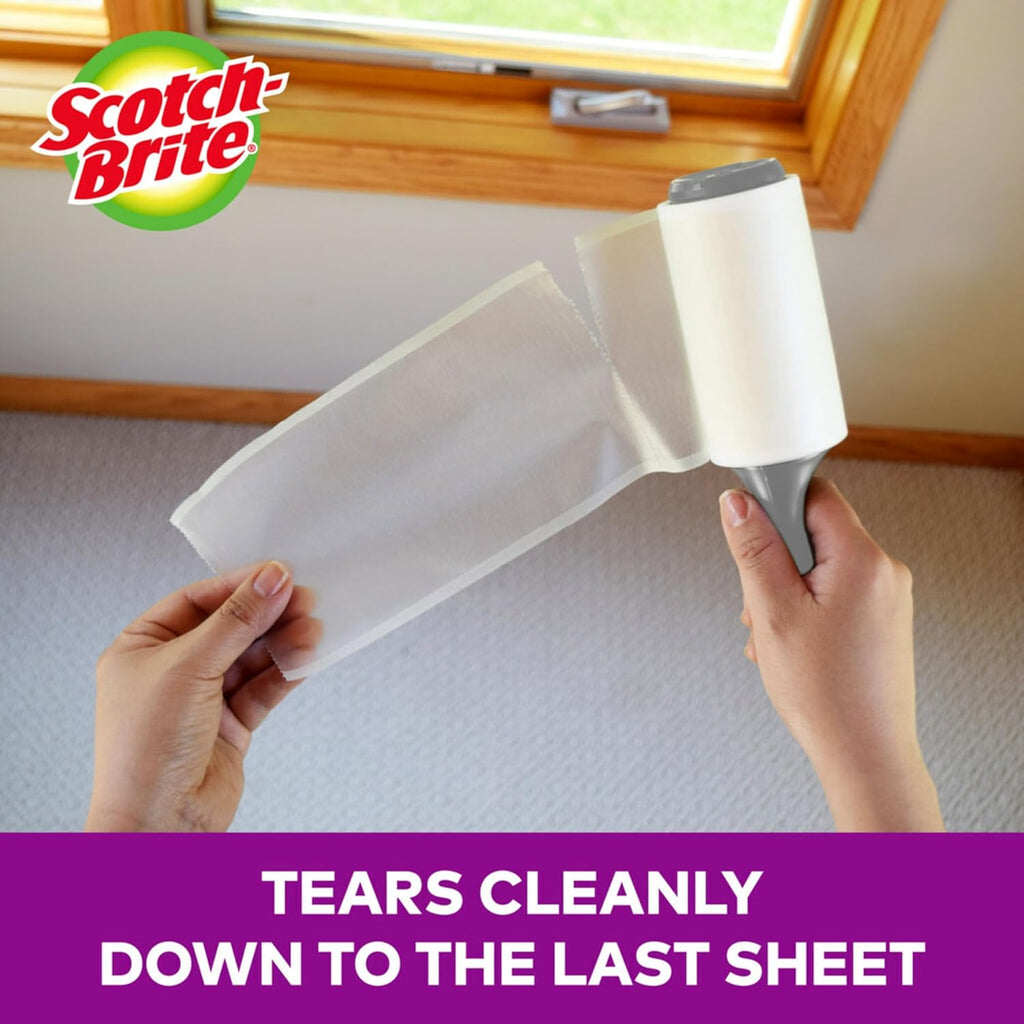 Scotch-Brite Pet Extra Sticky Lint Rollers 4 Rollers 48 Sheets Per Roller 192 Sheets Total
